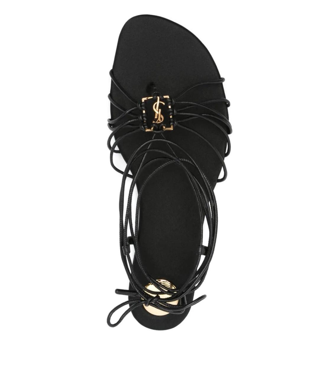 SAINT LAURENT Черные кожаные сандалии, фото 4
