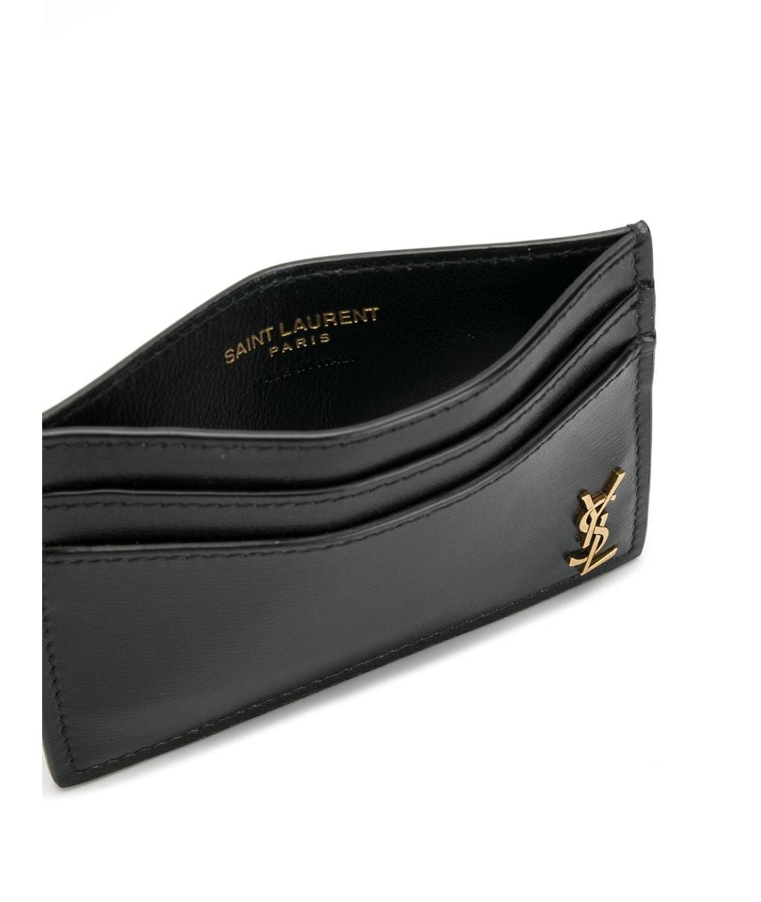 SAINT LAURENT Черный кожаный кардхолдер, фото 3