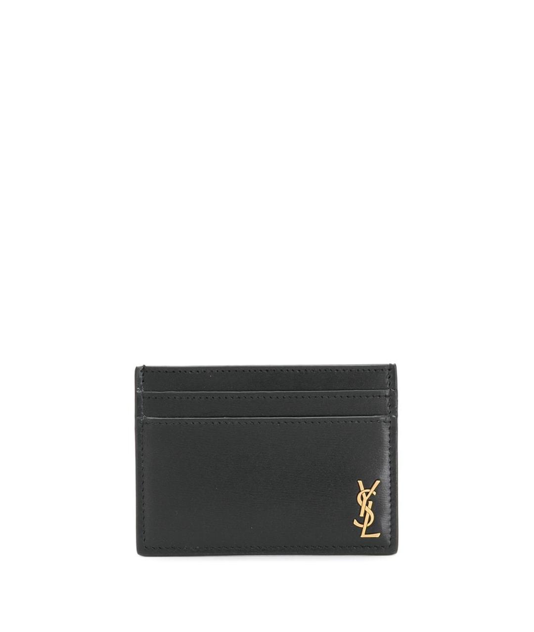 SAINT LAURENT Черный кожаный кардхолдер, фото 1