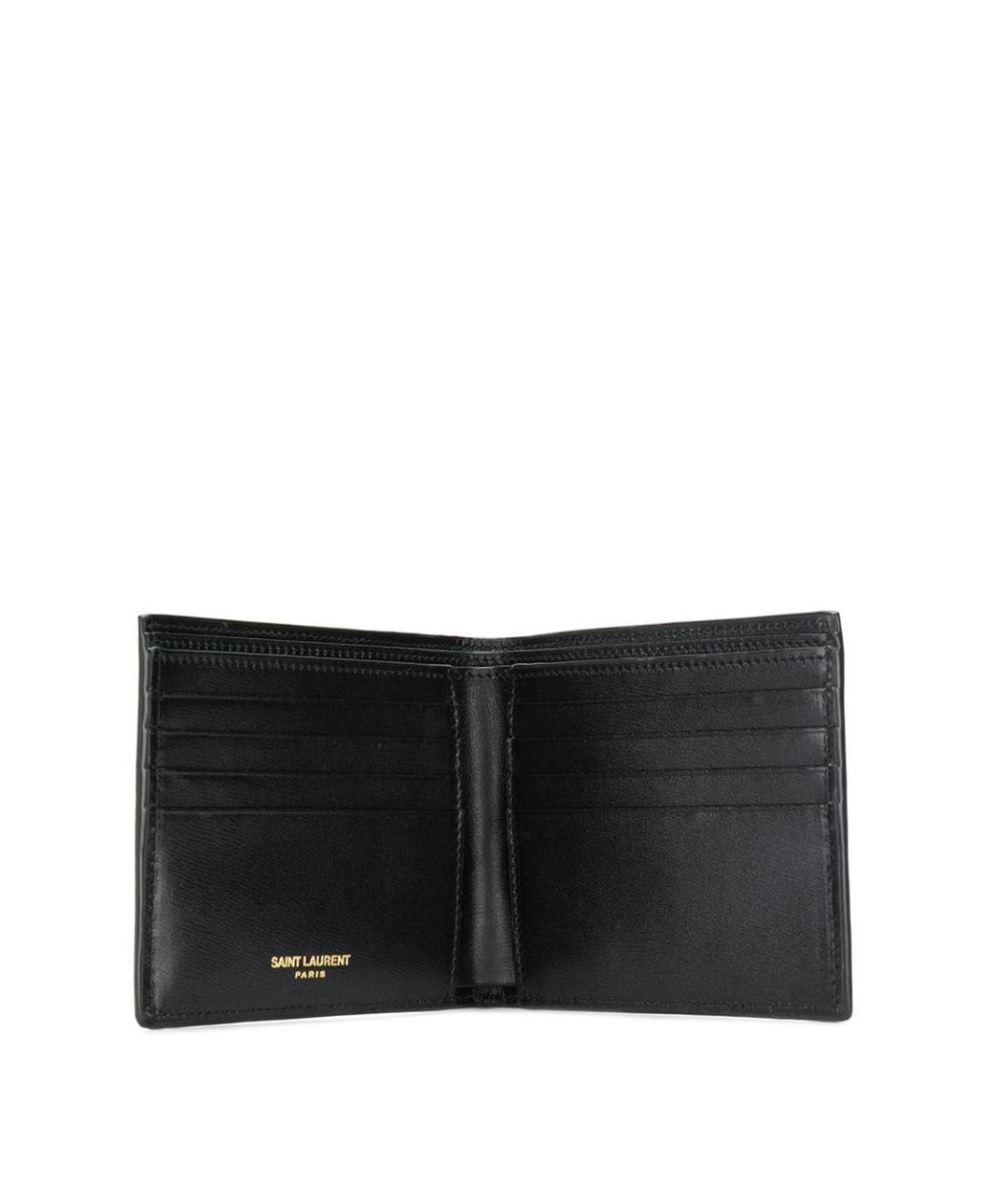 SAINT LAURENT Черный кожаный кошелек, фото 3