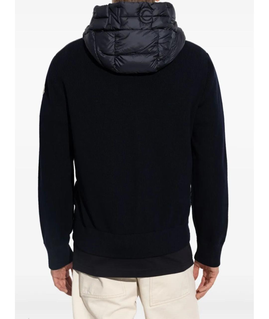 MONCLER Темно-синий шерстяной кардиган, фото 4