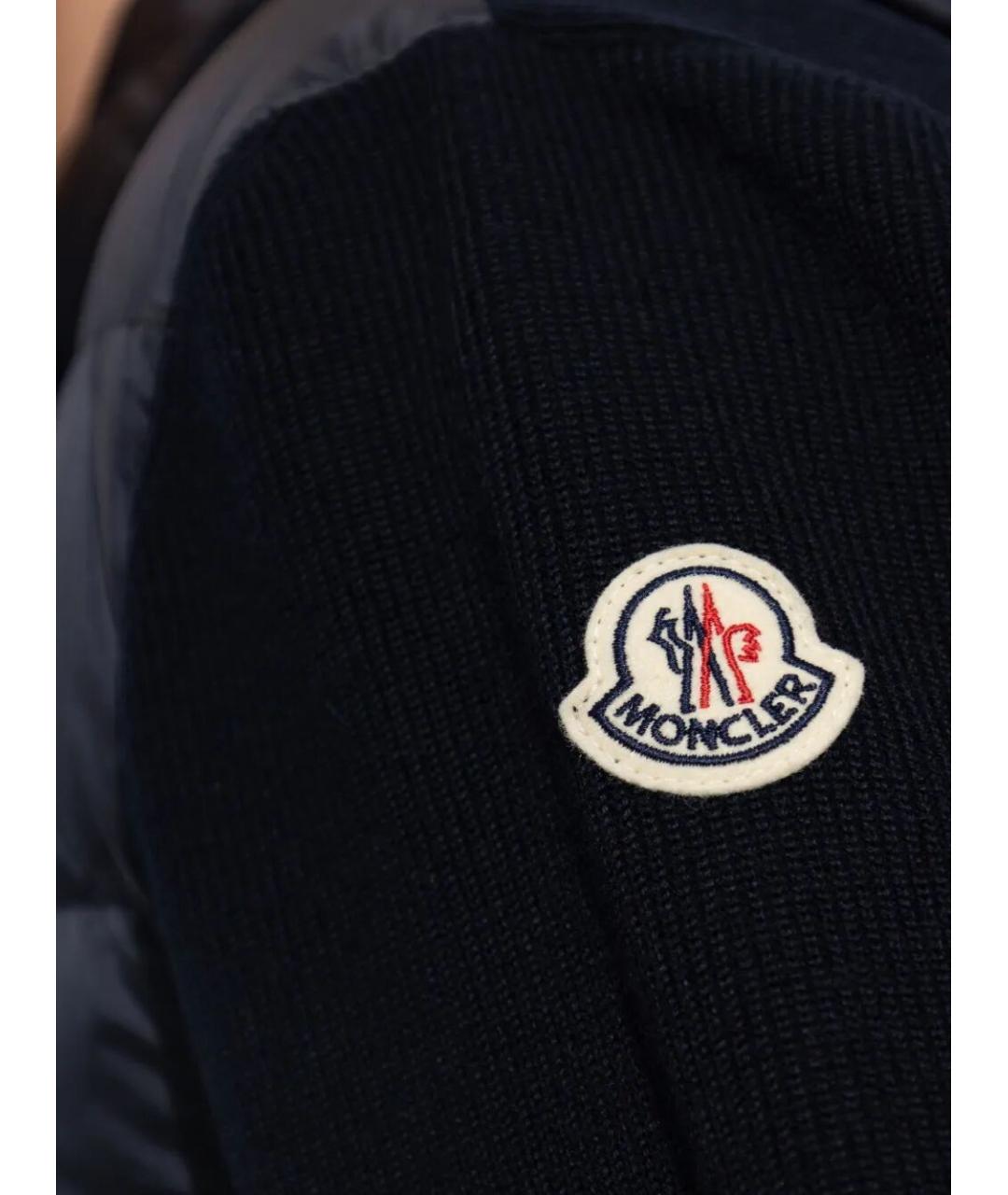 MONCLER Темно-синий шерстяной кардиган, фото 5