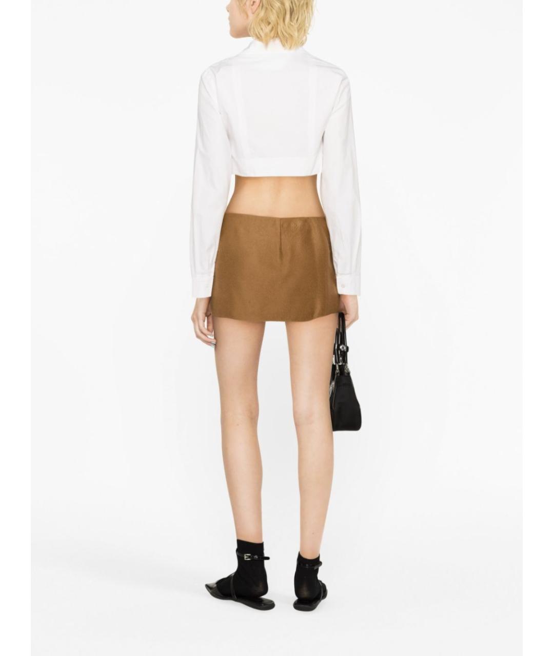 PRADA Бежевая кашемировая юбка мини, фото 3