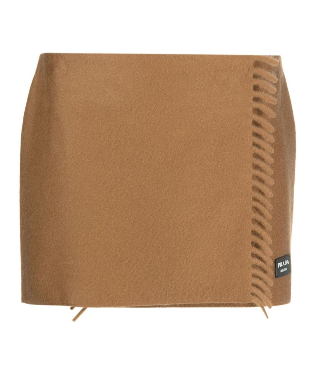 PRADA Бежевая кашемировая юбка мини, фото 1