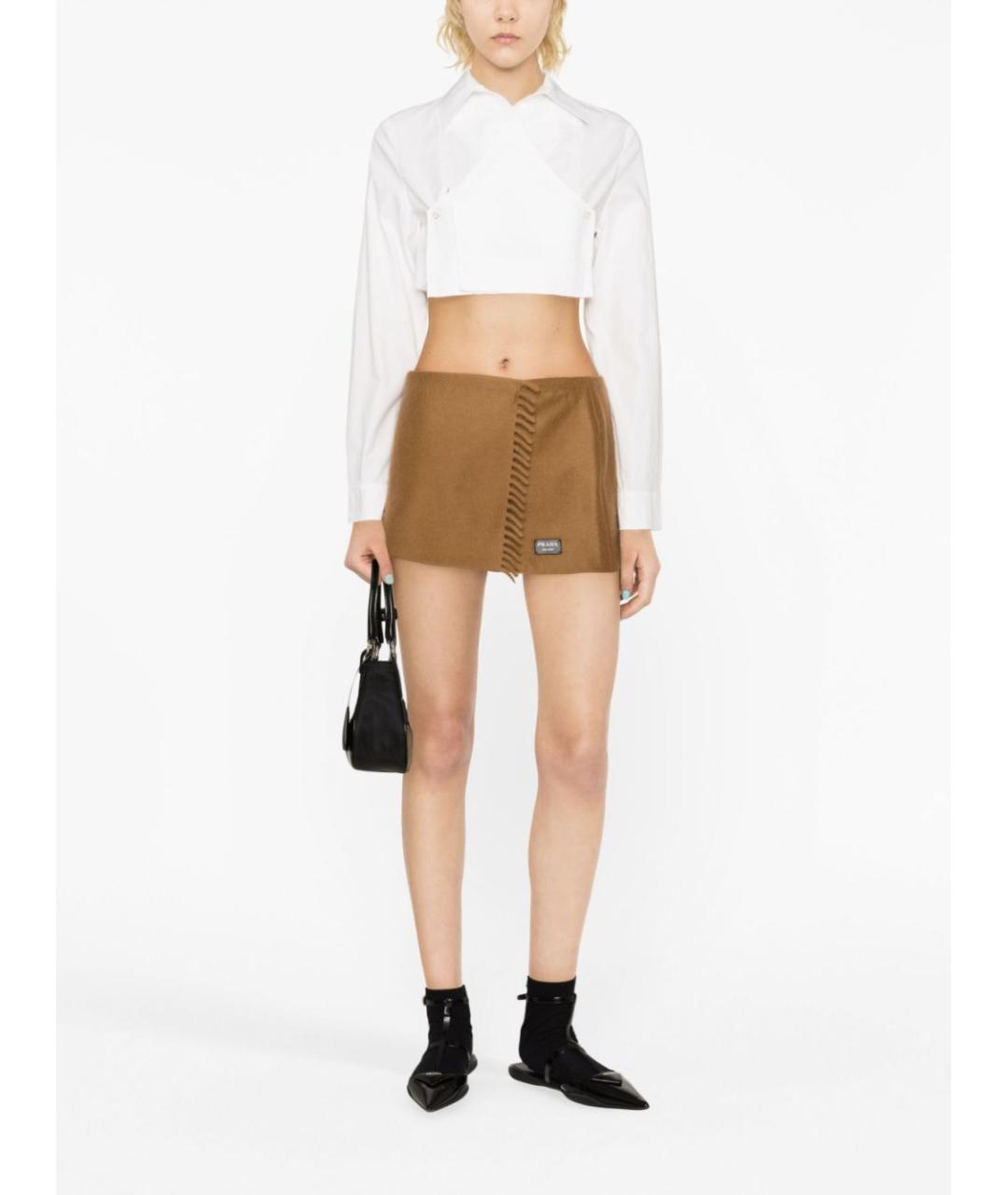 PRADA Бежевая кашемировая юбка мини, фото 4