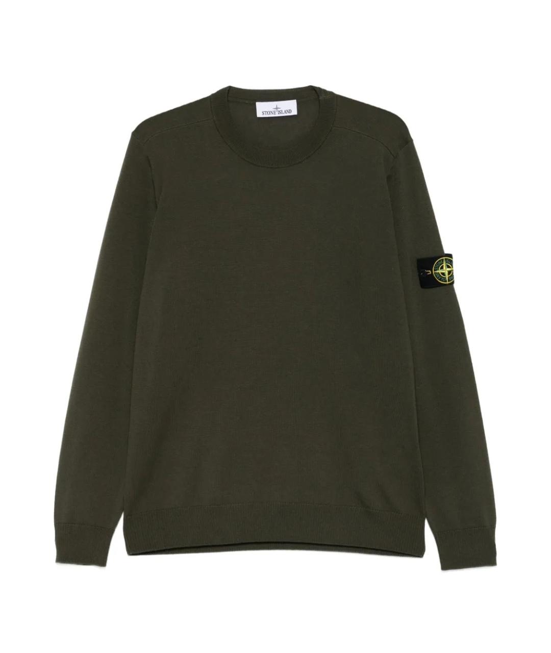 STONE ISLAND Зеленый шерстяной джемпер / свитер, фото 1