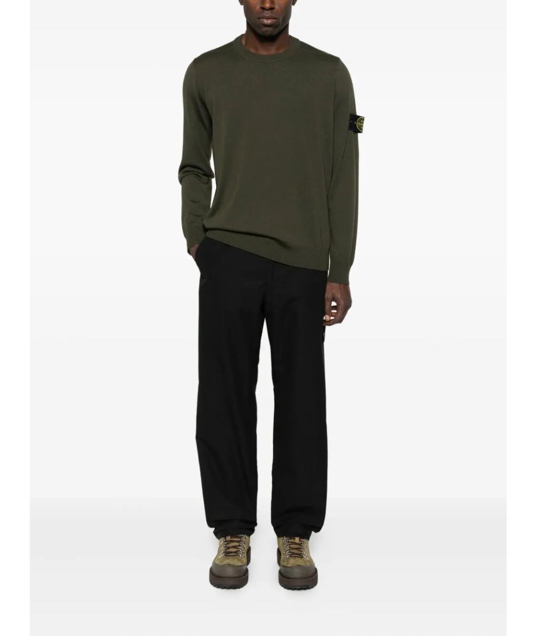 STONE ISLAND Зеленый шерстяной джемпер / свитер, фото 2
