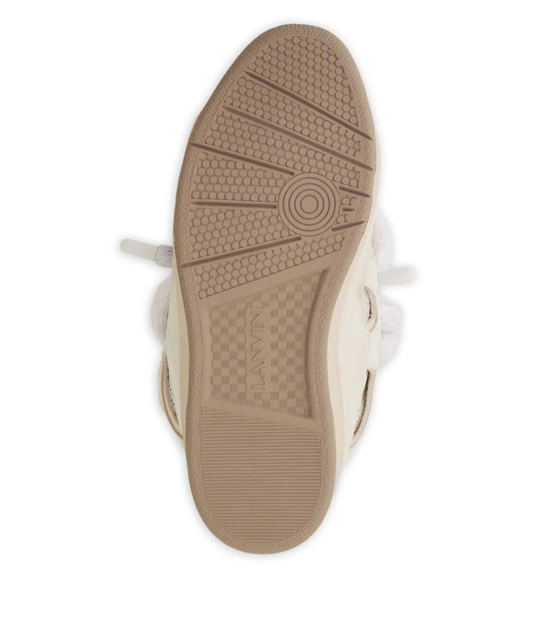 LANVIN Бежевые кожаные низкие кроссовки / кеды, фото 5