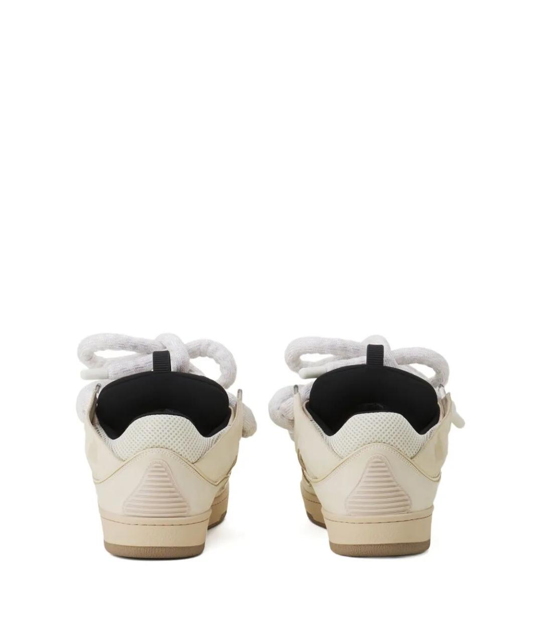 LANVIN Бежевые кожаные низкие кроссовки / кеды, фото 3