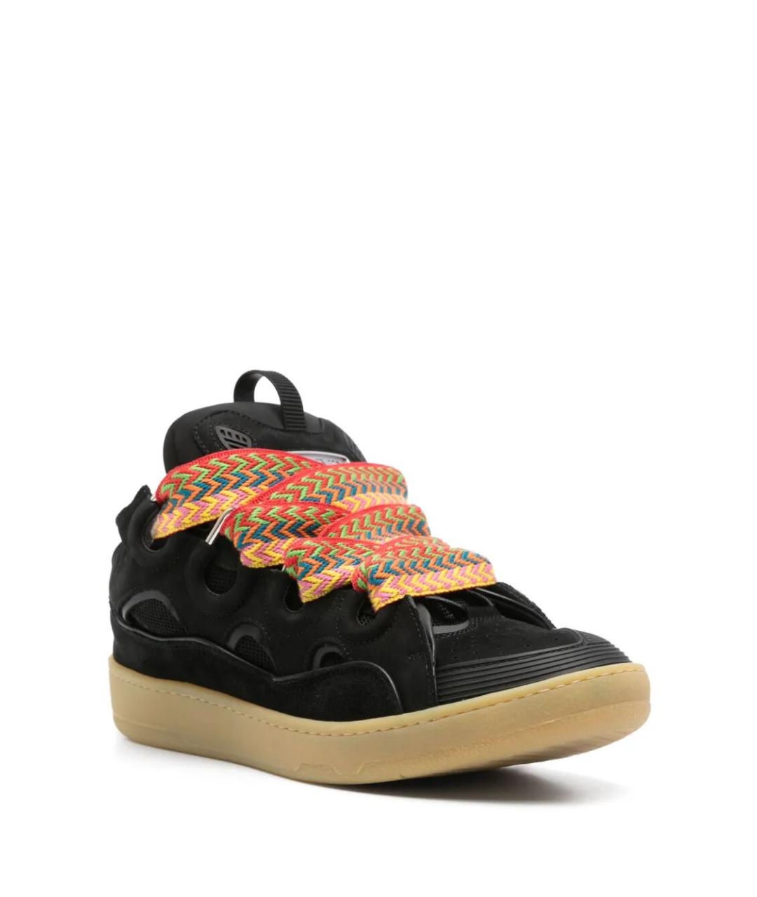 LANVIN Черные кожаные низкие кроссовки / кеды, фото 2