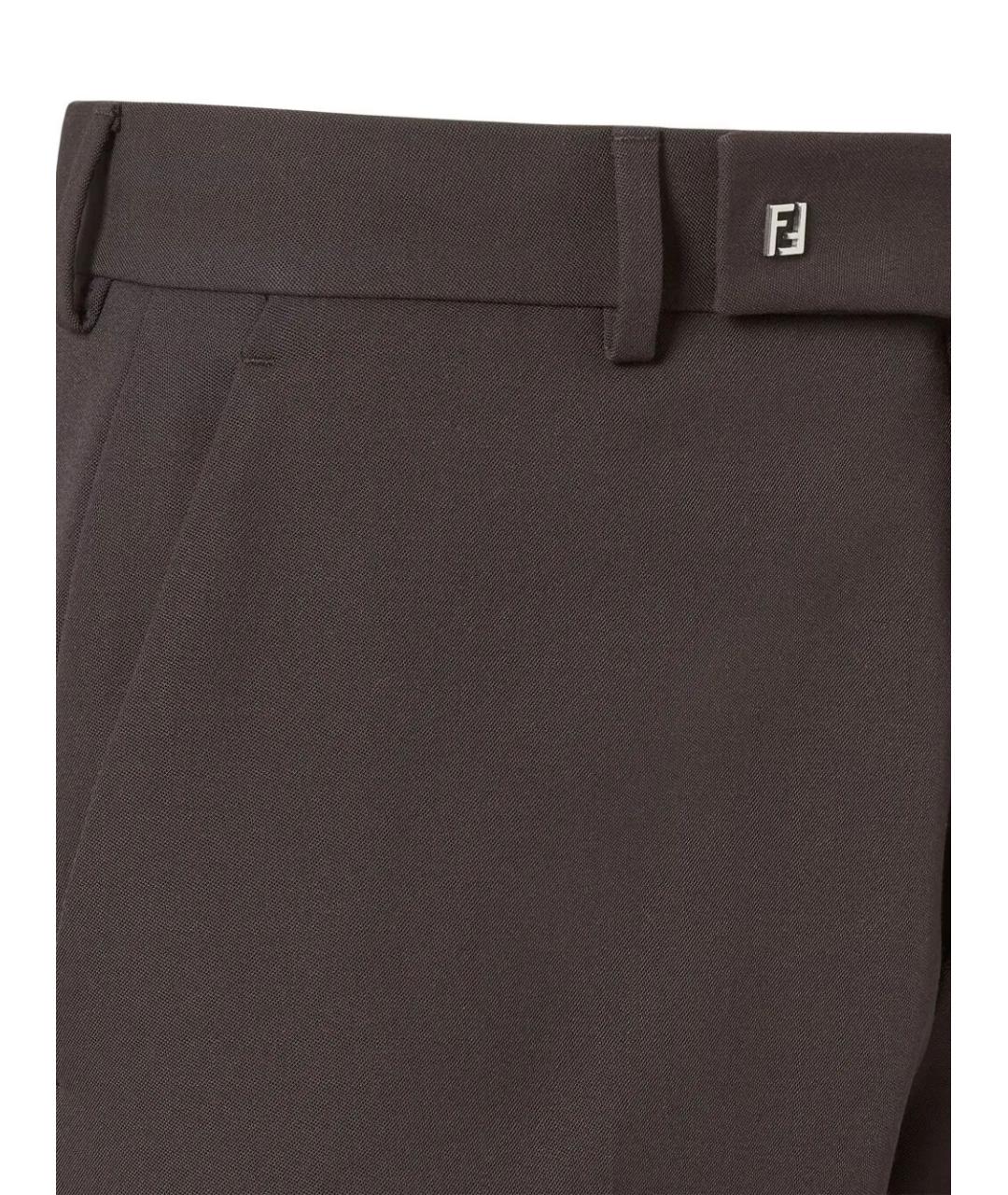 FENDI Коричневые полиэстеровые повседневные брюки, фото 3