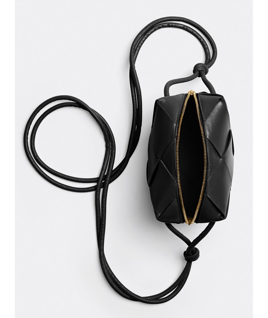 BOTTEGA VENETA Черная кожаная сумка через плечо, фото 2