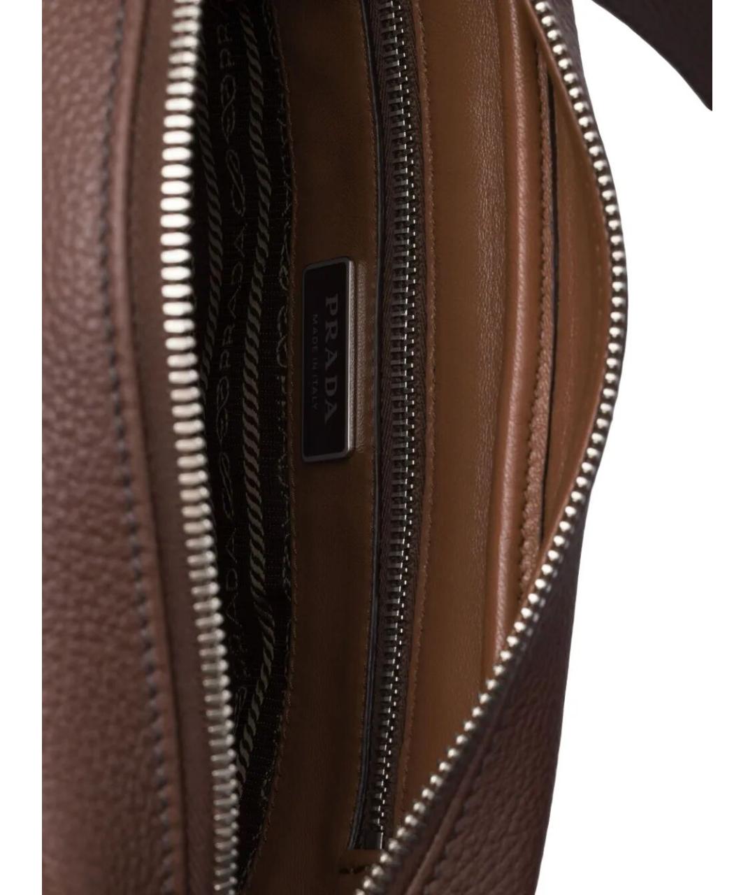 PRADA Коричневая кожаная сумка на плечо, фото 5