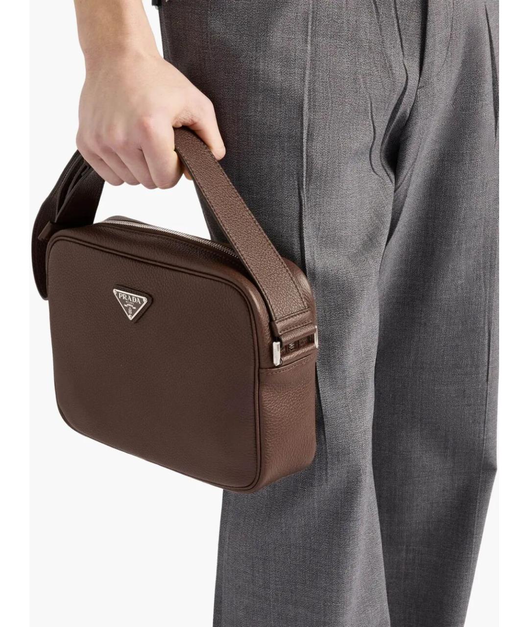 PRADA Коричневая кожаная сумка на плечо, фото 3