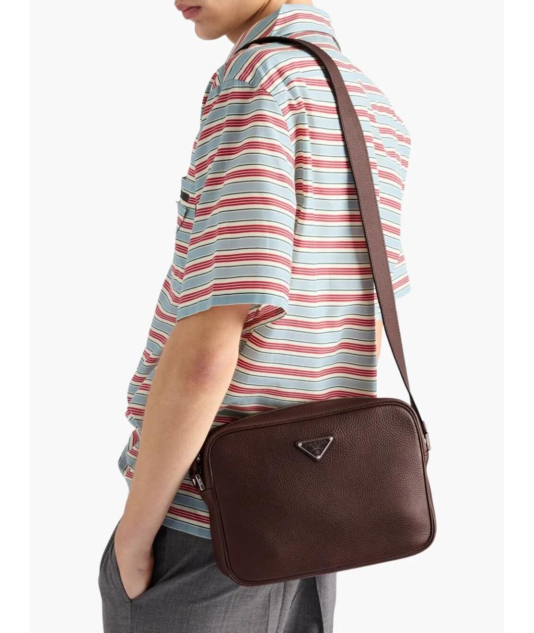 PRADA Коричневая кожаная сумка на плечо, фото 2