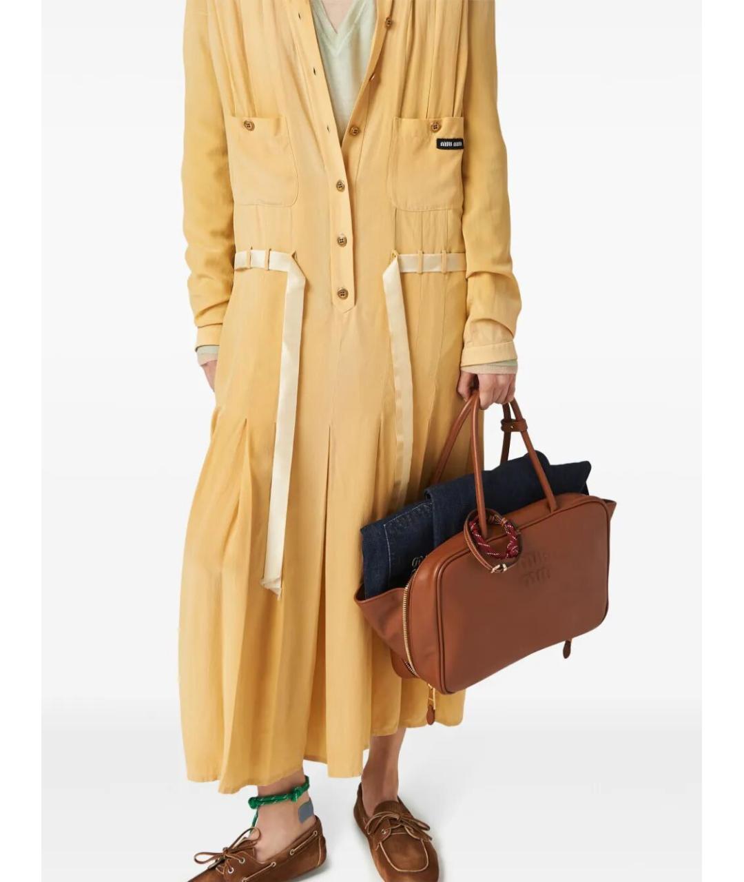 MIU MIU Коричневая кожаная сумка тоут, фото 2