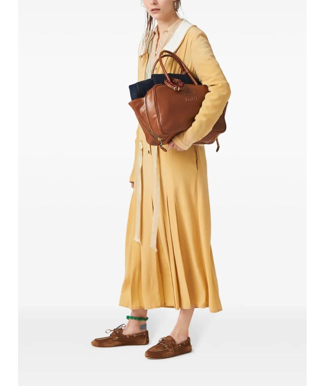 MIU MIU Коричневая кожаная сумка тоут, фото 6