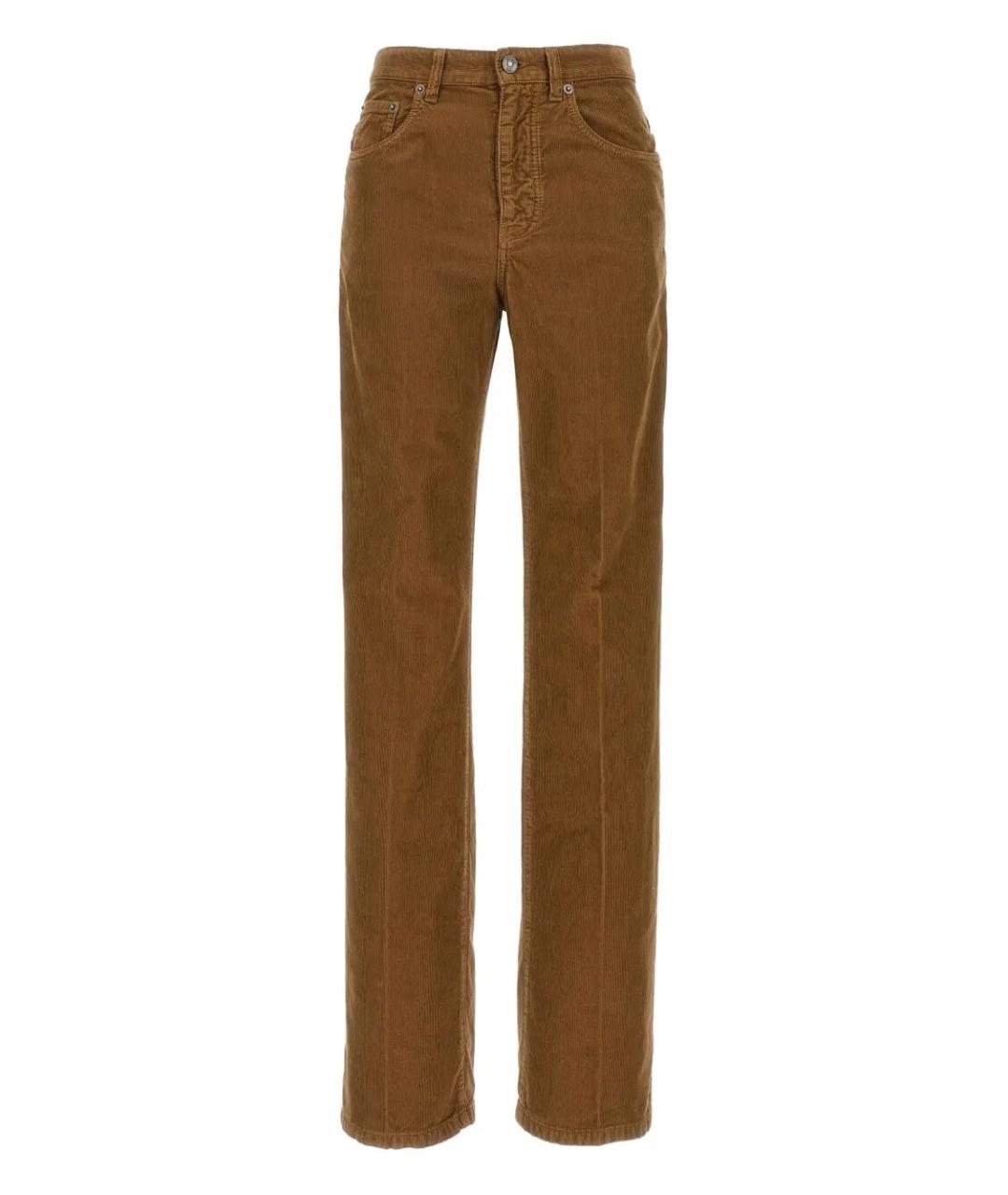 SAINT LAURENT Коричневые хлопковые прямые джинсы, фото 1