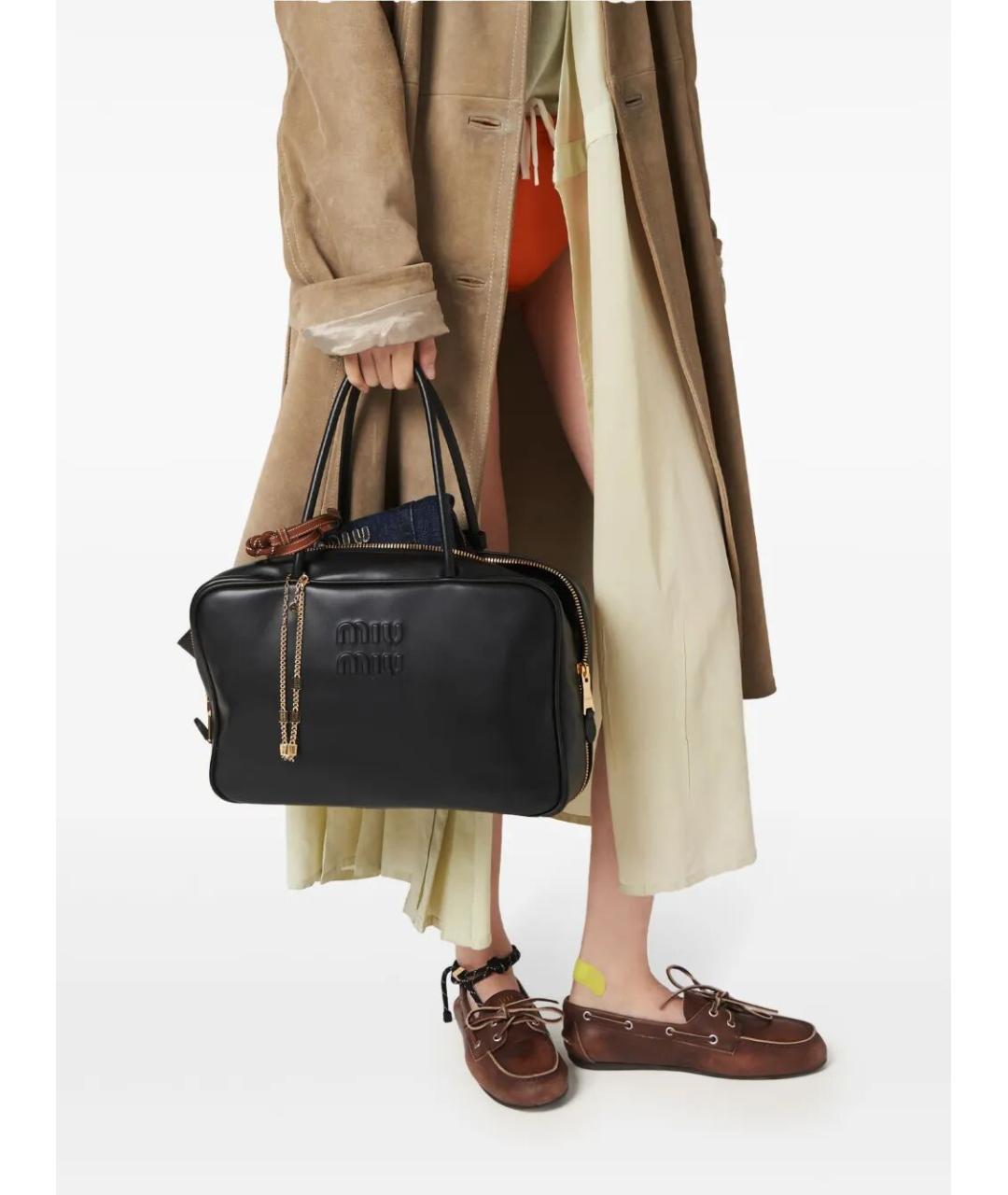 MIU MIU Черная кожаная сумка тоут, фото 2