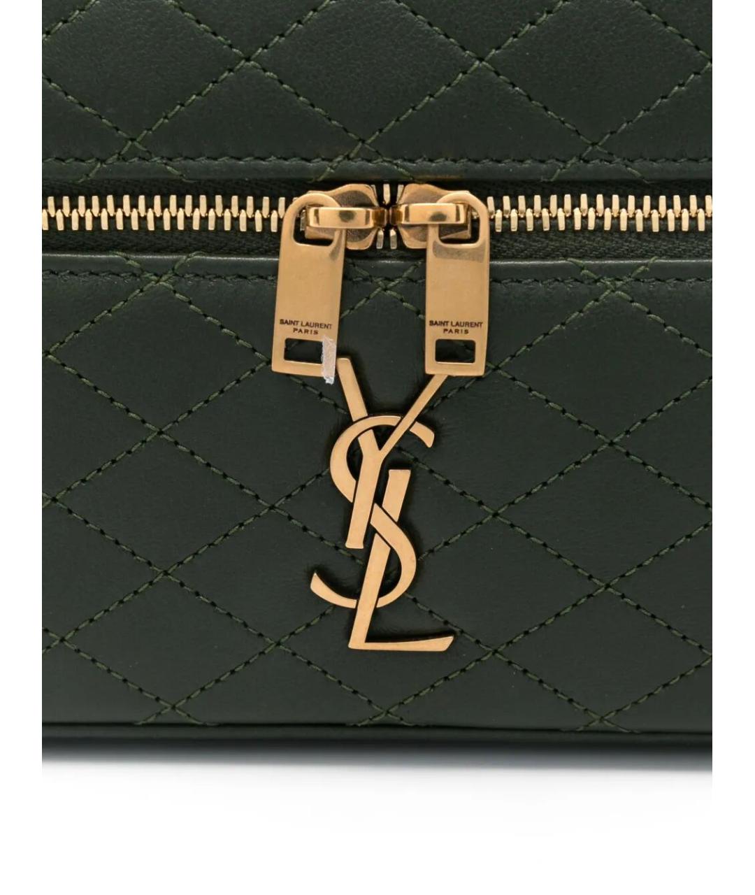 SAINT LAURENT Зеленая кожаная сумка через плечо, фото 5