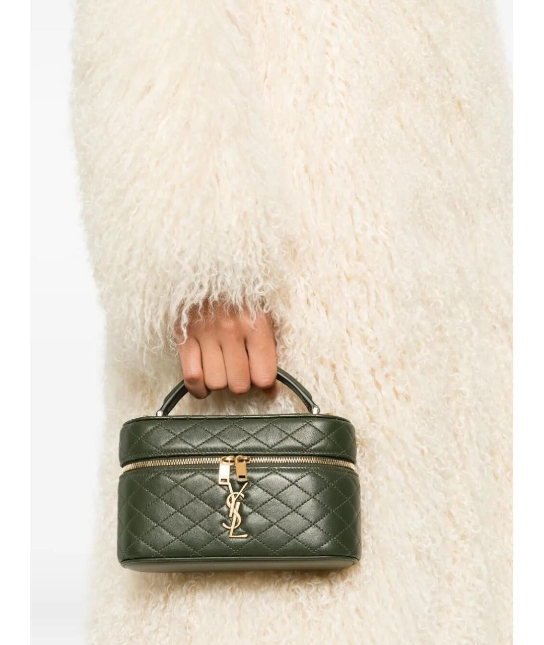 SAINT LAURENT Зеленая кожаная сумка через плечо, фото 2