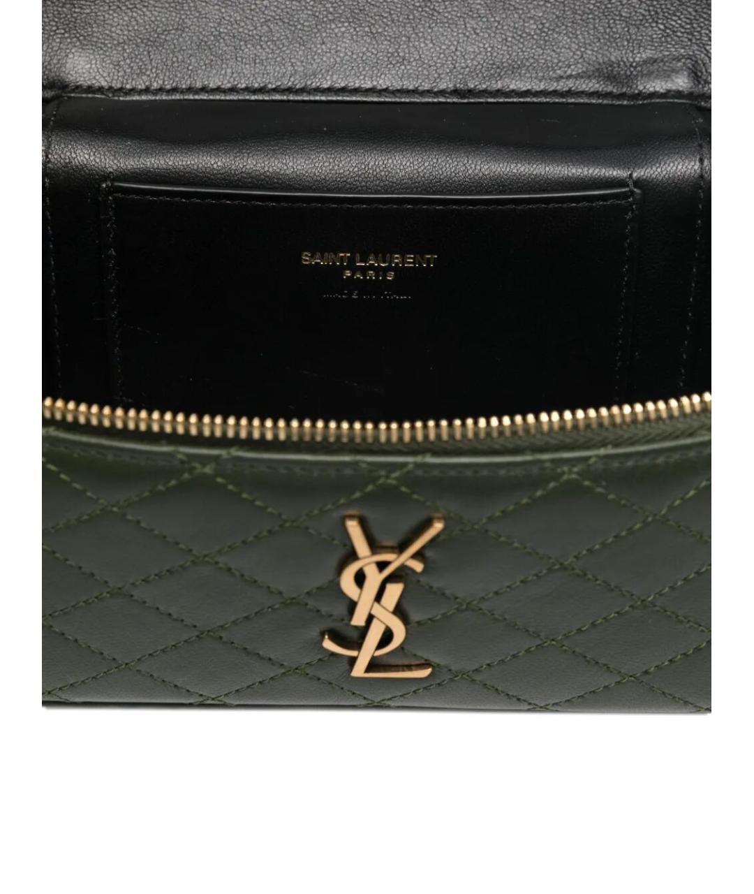 SAINT LAURENT Зеленая кожаная сумка через плечо, фото 4