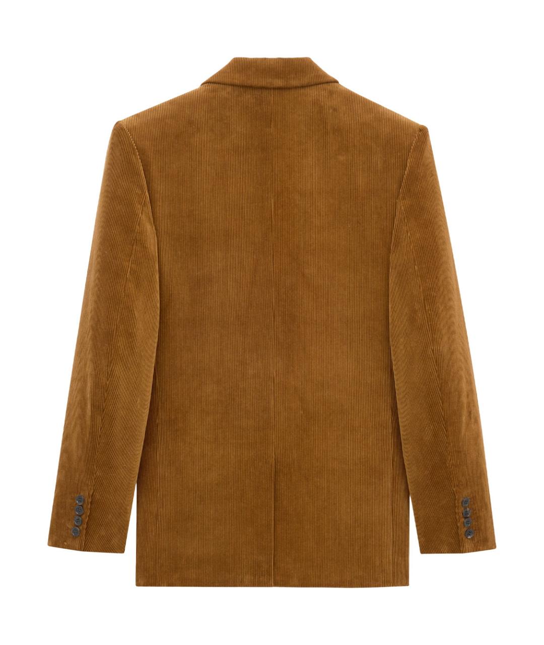 SAINT LAURENT Коричневый хлопковый жакет/пиджак, фото 2