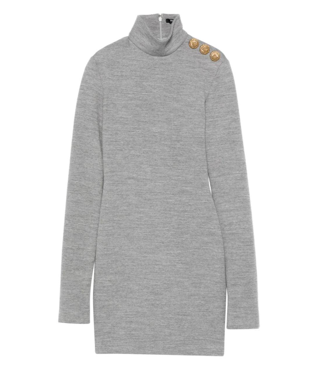 BALMAIN Серое шерстяное повседневное платье, фото 1