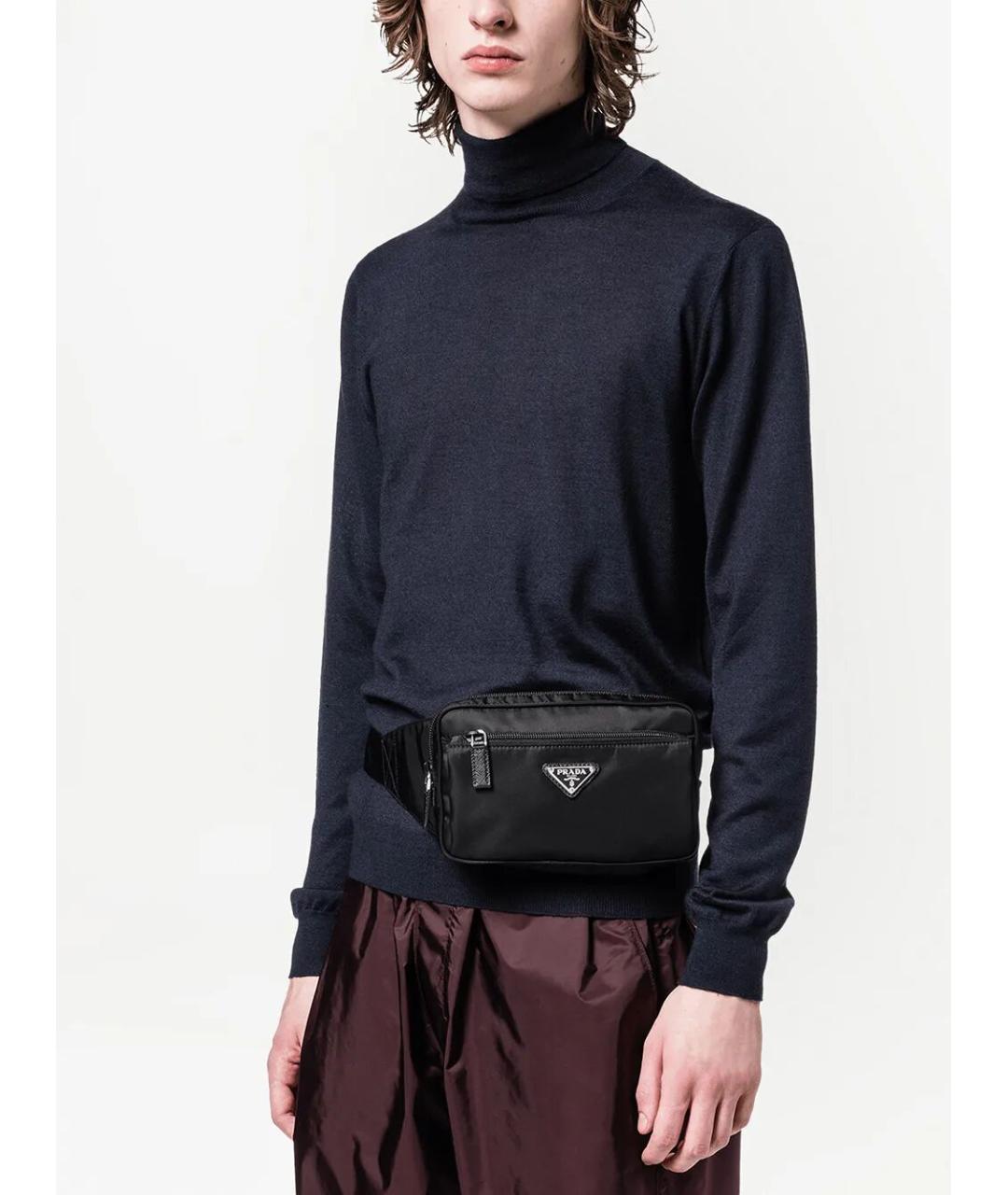 PRADA Черная синтетическая поясная сумка, фото 2