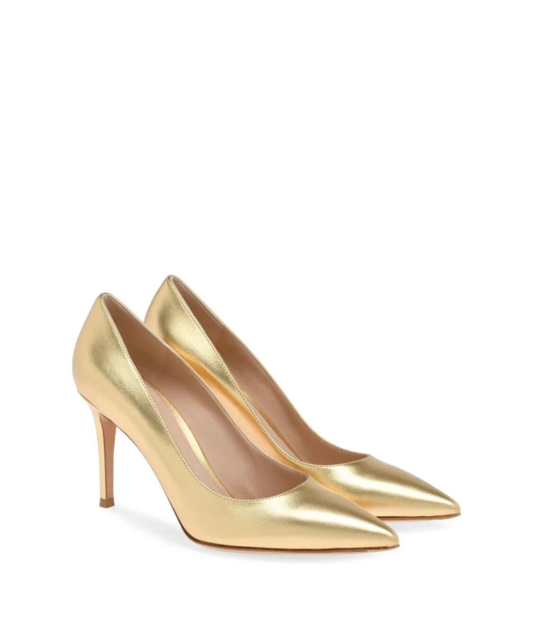 GIANVITO ROSSI Золотые кожаные туфли, фото 2