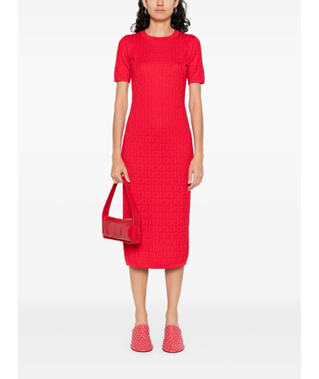 FENDI Красное хлопковое повседневное платье, фото 2
