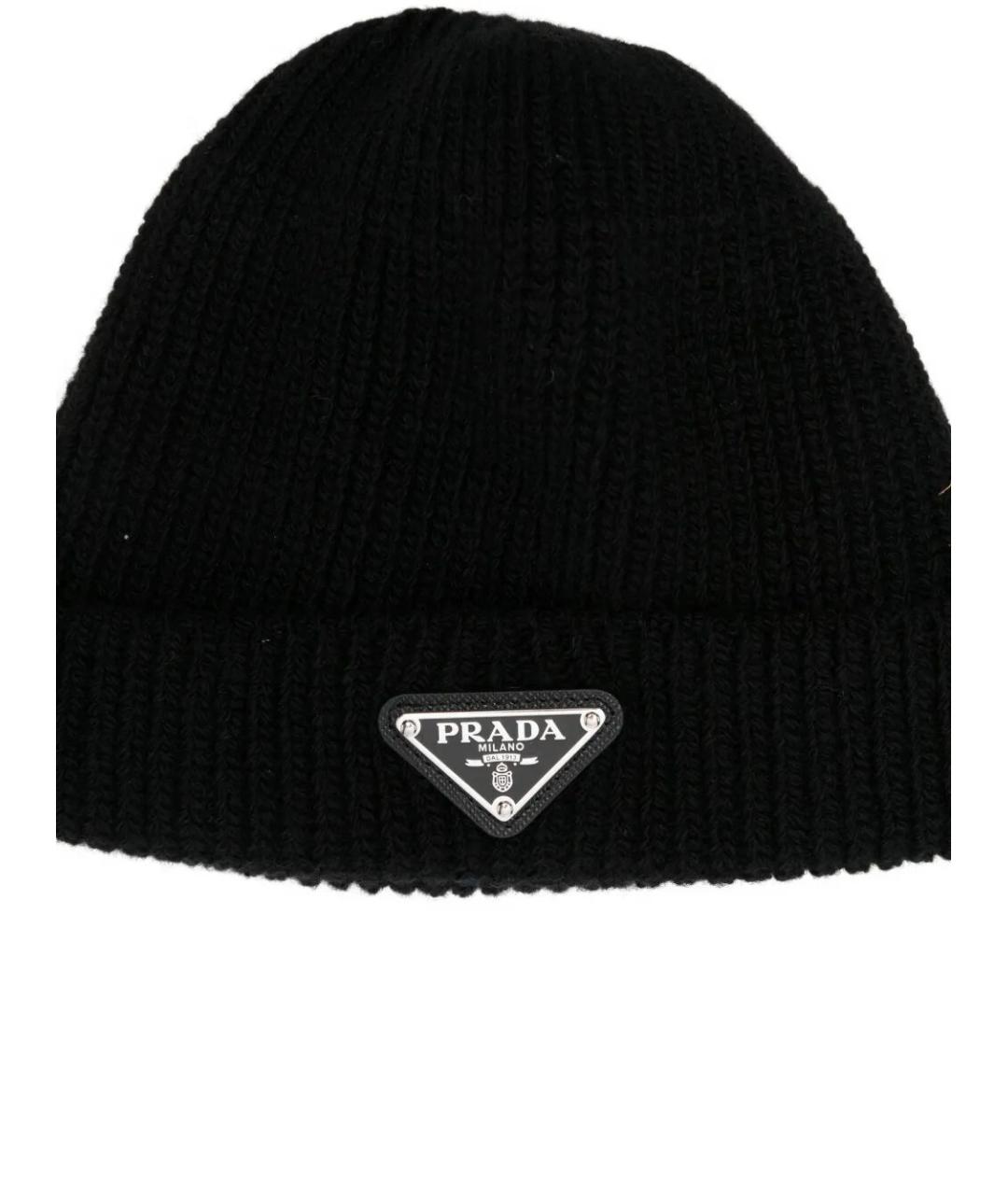 PRADA Черная шерстяная шапка, фото 2