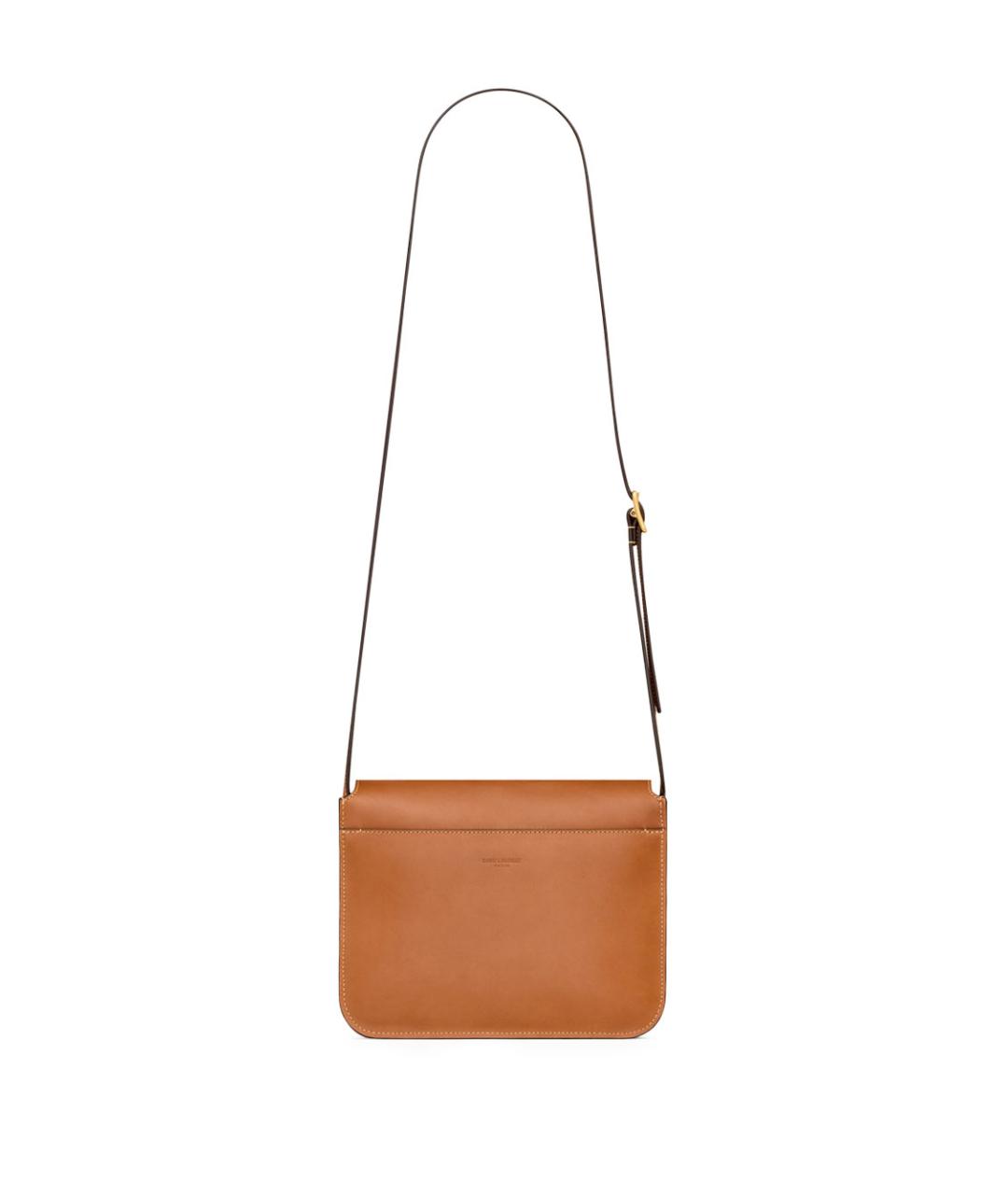 SAINT LAURENT Бежевая кожаная сумка через плечо, фото 4