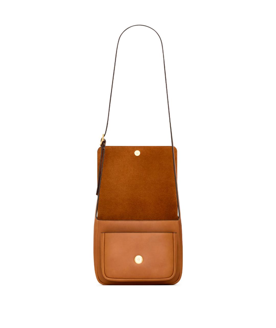 SAINT LAURENT Бежевая кожаная сумка через плечо, фото 2