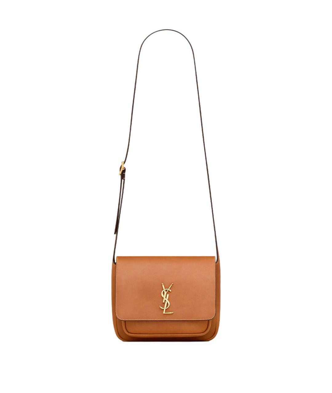 SAINT LAURENT Бежевая кожаная сумка через плечо, фото 1