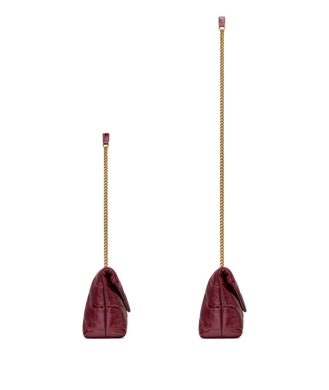 SAINT LAURENT Бордовая кожаная сумка через плечо, фото 5
