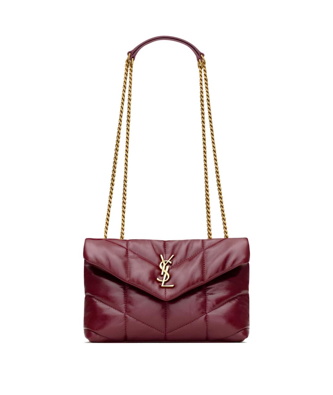 SAINT LAURENT Бордовая кожаная сумка через плечо, фото 1