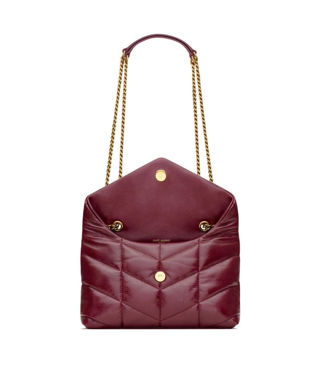 SAINT LAURENT Бордовая кожаная сумка через плечо, фото 4