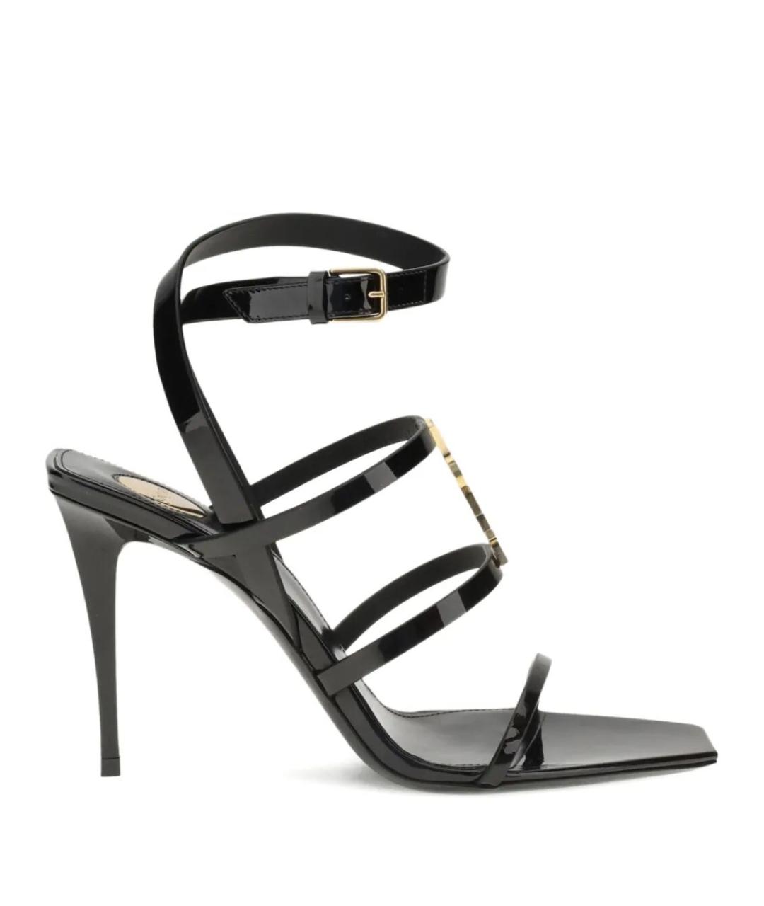SAINT LAURENT Черные босоножки из лакированной кожи, фото 1