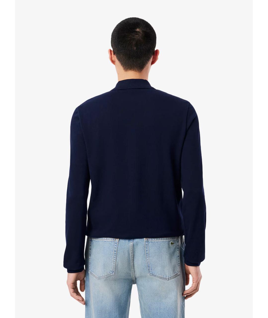 LACOSTE Синее хлопковое поло с длинным рукавом, фото 3