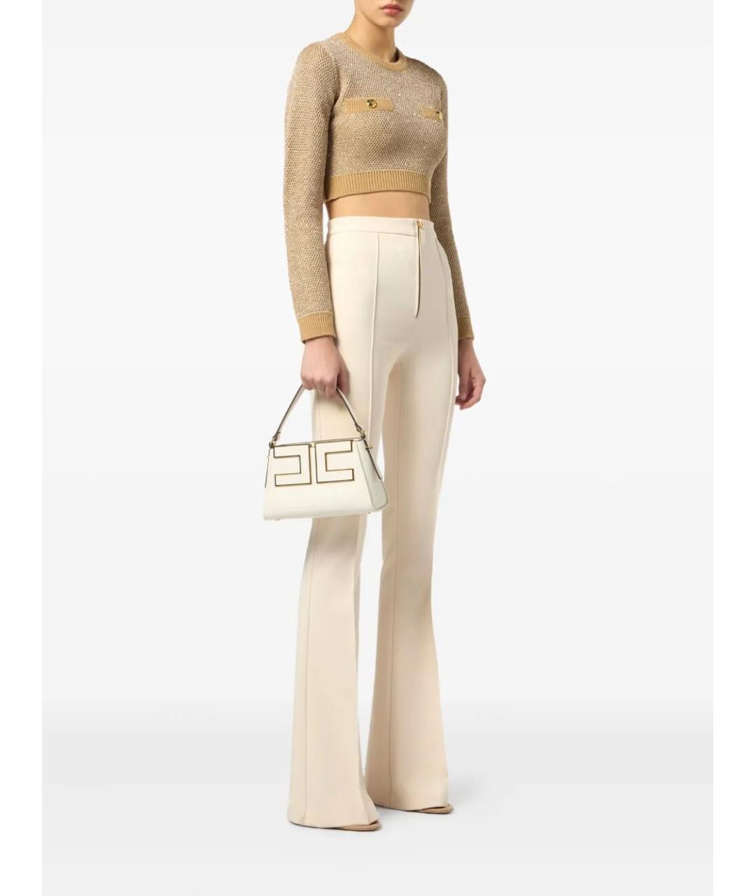 ELISABETTA FRANCHI Бежевый полиэстеровый джемпер / свитер, фото 2