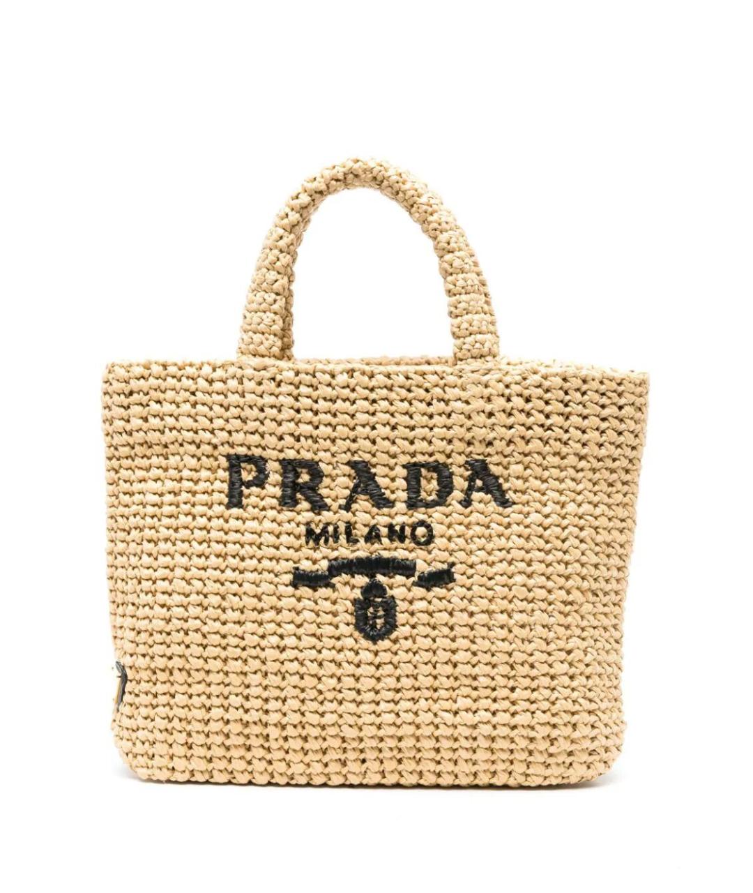 PRADA Бежевая пелетеная сумка тоут, фото 1