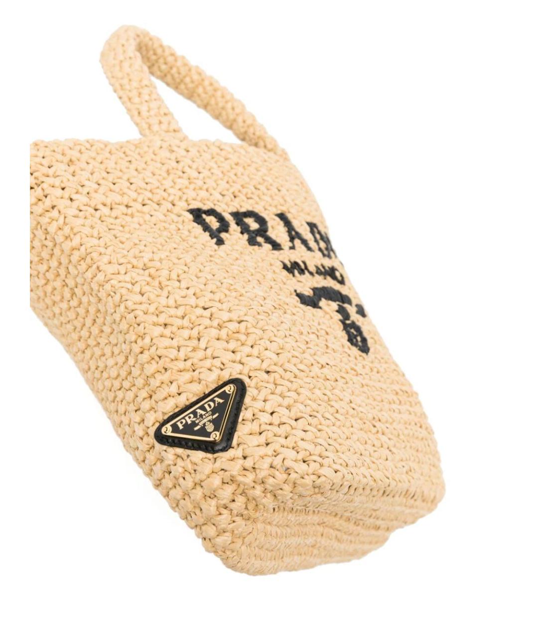 PRADA Бежевая пелетеная сумка тоут, фото 3