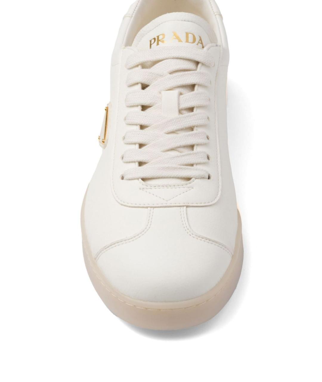 PRADA Бежевые кожаные низкие кроссовки / кеды, фото 5