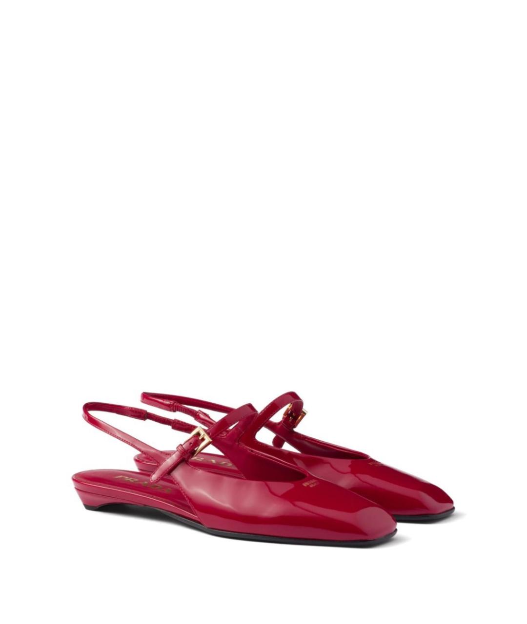 PRADA Красные балетки из лакированной кожи, фото 5
