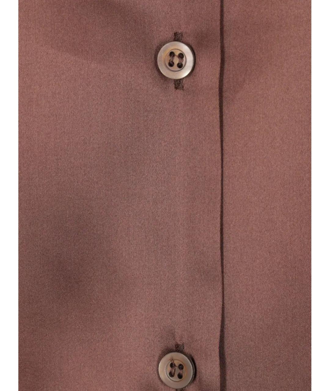 DRIES VAN NOTEN Коричневая шелковая рубашка, фото 4