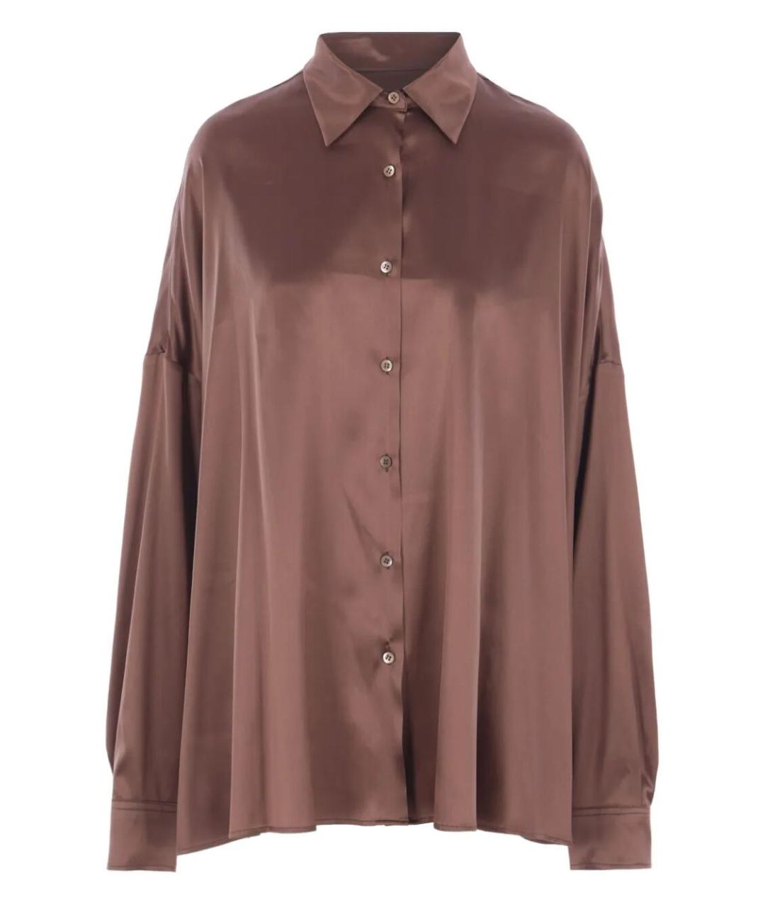 DRIES VAN NOTEN Коричневая шелковая рубашка, фото 1