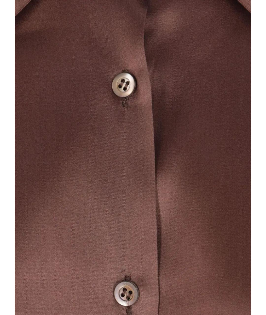 DRIES VAN NOTEN Коричневая шелковая рубашка, фото 3