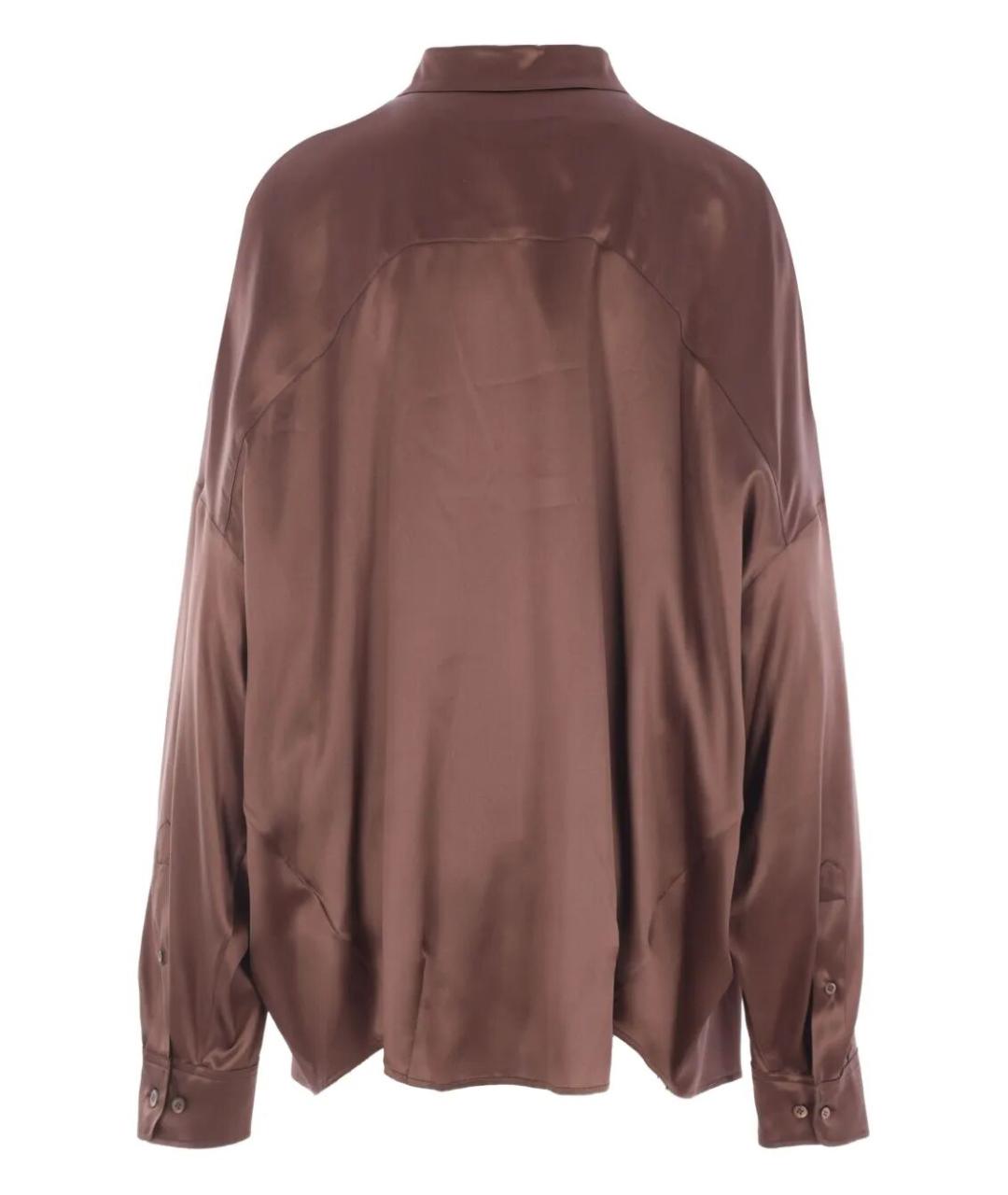DRIES VAN NOTEN Коричневая шелковая рубашка, фото 2