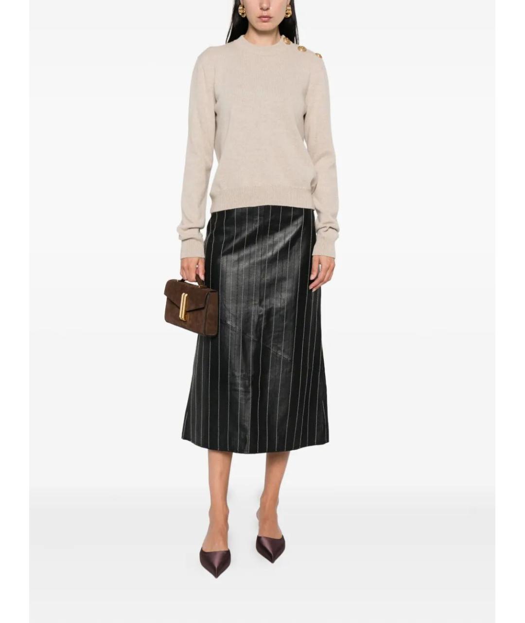 BALMAIN Бежевый шерстяной джемпер / свитер, фото 2